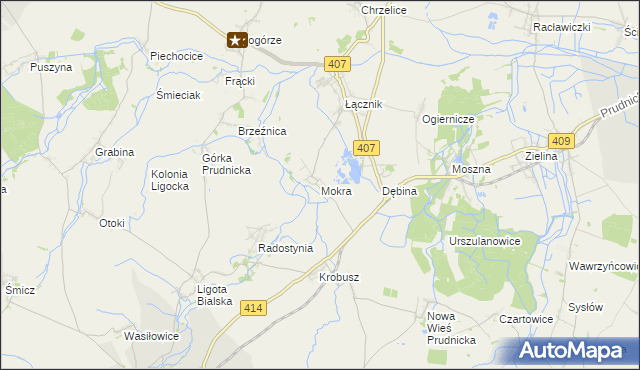 mapa Mokra gmina Biała, Mokra gmina Biała na mapie Targeo