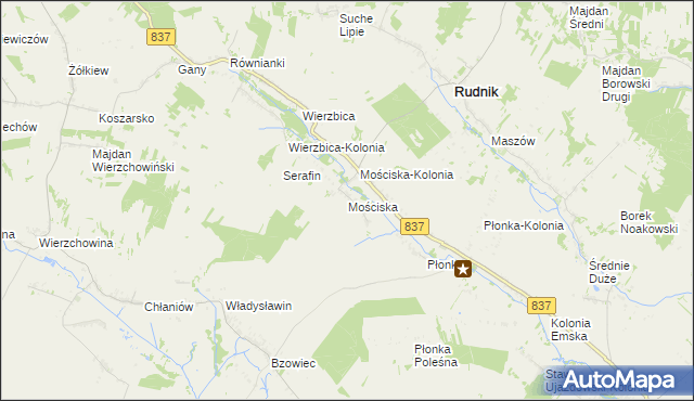 mapa Mościska gmina Rudnik, Mościska gmina Rudnik na mapie Targeo