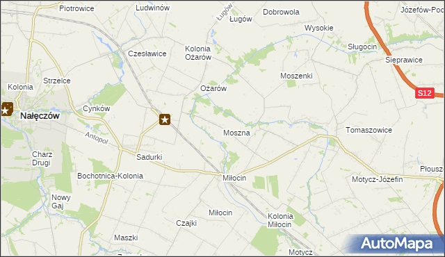 mapa Moszna gmina Jastków, Moszna gmina Jastków na mapie Targeo