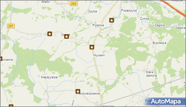 mapa Mycielin gmina Niegosławice, Mycielin gmina Niegosławice na mapie Targeo