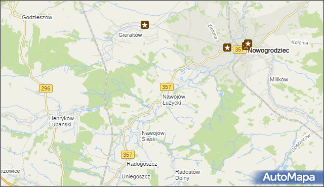 mapa Nawojów Łużycki, Nawojów Łużycki na mapie Targeo