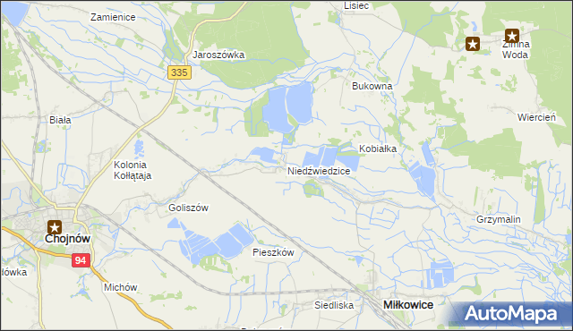 mapa Niedźwiedzice, Niedźwiedzice na mapie Targeo