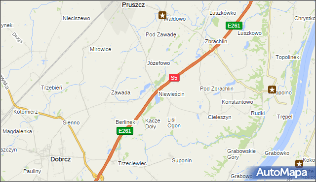 mapa Niewieścin, Niewieścin na mapie Targeo