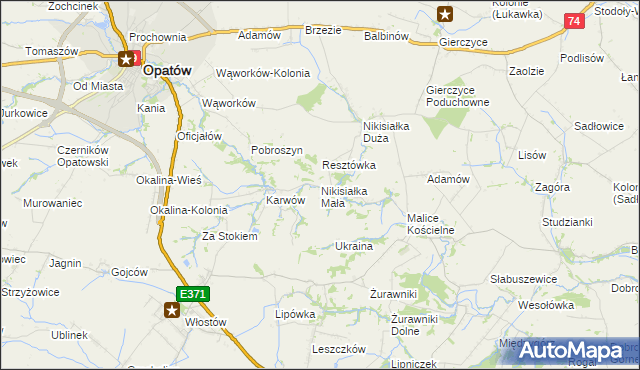 mapa Nikisiałka Mała, Nikisiałka Mała na mapie Targeo