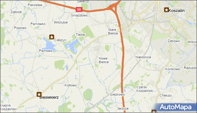 mapa Nowe Bielice, Nowe Bielice na mapie Targeo