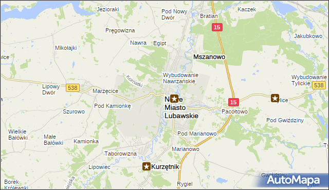 mapa Nowe Miasto Lubawskie, Nowe Miasto Lubawskie na mapie Targeo