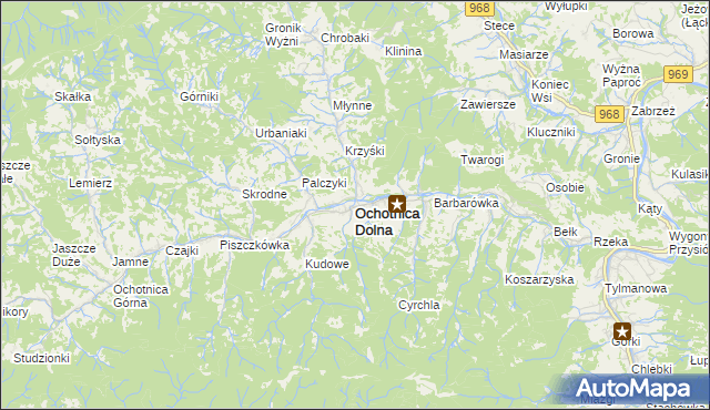 mapa Ochotnica Dolna, Ochotnica Dolna na mapie Targeo