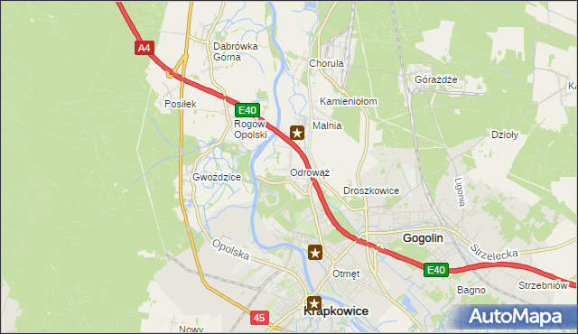 mapa Odrowąż gmina Gogolin, Odrowąż gmina Gogolin na mapie Targeo