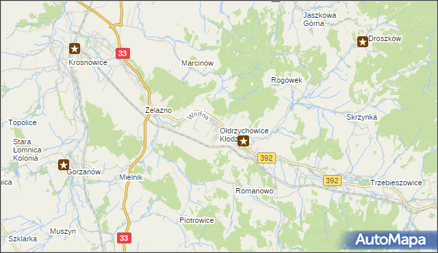 mapa Ołdrzychowice Kłodzkie, Ołdrzychowice Kłodzkie na mapie Targeo