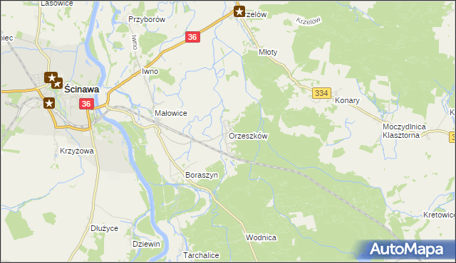 mapa Orzeszków gmina Wińsko, Orzeszków gmina Wińsko na mapie Targeo