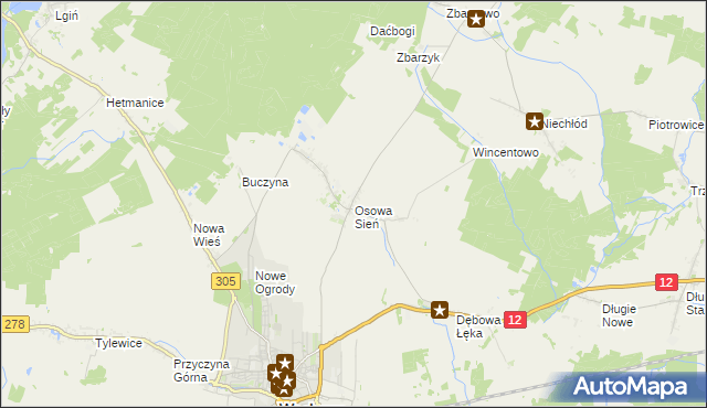 mapa Osowa Sień, Osowa Sień na mapie Targeo