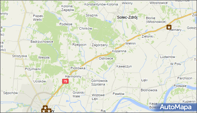 mapa Ostrowce, Ostrowce na mapie Targeo