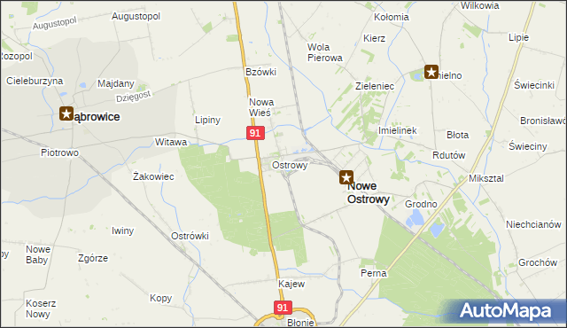 mapa Ostrowy-Cukrownia, Ostrowy-Cukrownia na mapie Targeo