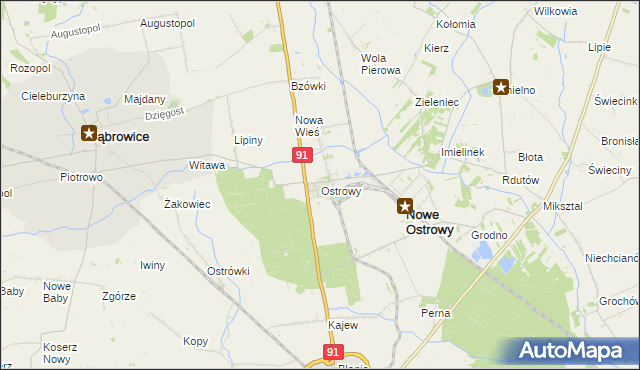 mapa Ostrowy gmina Nowe Ostrowy, Ostrowy gmina Nowe Ostrowy na mapie Targeo