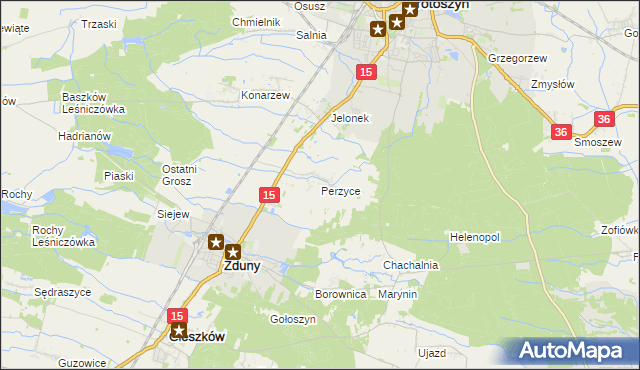 mapa Perzyce, Perzyce na mapie Targeo