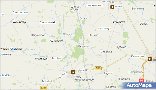 mapa Pęszyno, Pęszyno na mapie Targeo