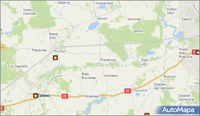 mapa Piesienica, Piesienica na mapie Targeo