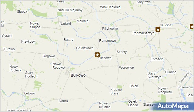 mapa Pilichowo gmina Bulkowo, Pilichowo gmina Bulkowo na mapie Targeo