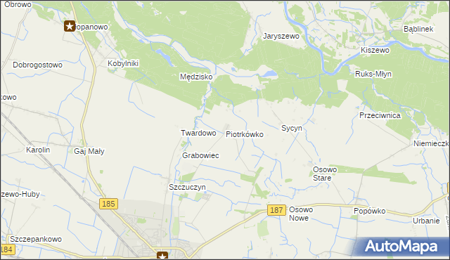 mapa Piotrkówko gmina Szamotuły, Piotrkówko gmina Szamotuły na mapie Targeo