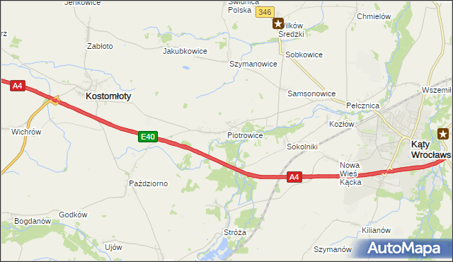 mapa Piotrowice gmina Kostomłoty, Piotrowice gmina Kostomłoty na mapie Targeo