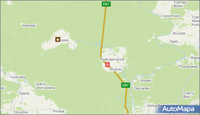 mapa Podkrzemionka, Podkrzemionka na mapie Targeo