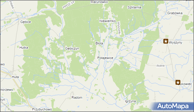 mapa Połajewice, Połajewice na mapie Targeo