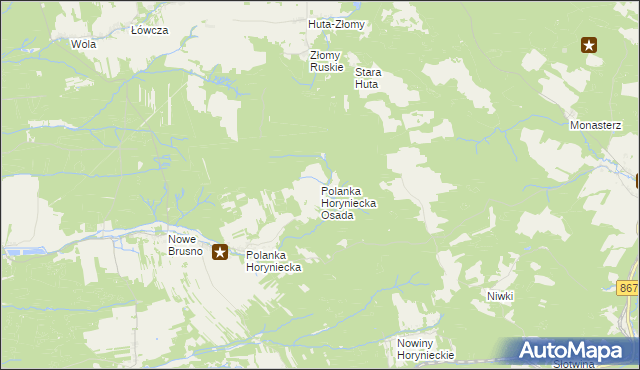 mapa Polanka Horyniecka Osada, Polanka Horyniecka Osada na mapie Targeo
