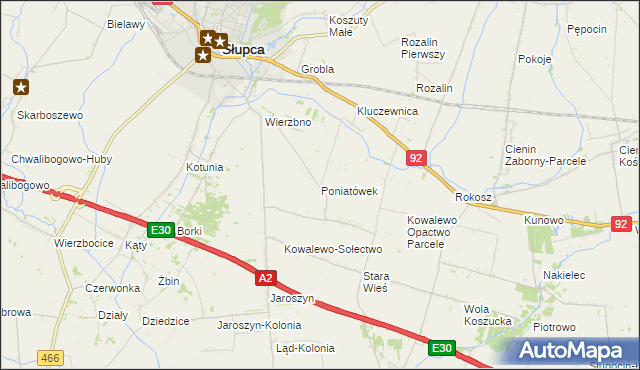mapa Poniatówek gmina Słupca, Poniatówek gmina Słupca na mapie Targeo