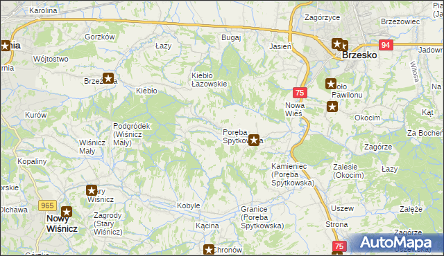 mapa Poręba Spytkowska, Poręba Spytkowska na mapie Targeo