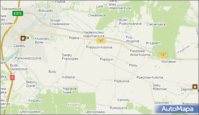 mapa Prędocin gmina Iłża, Prędocin gmina Iłża na mapie Targeo