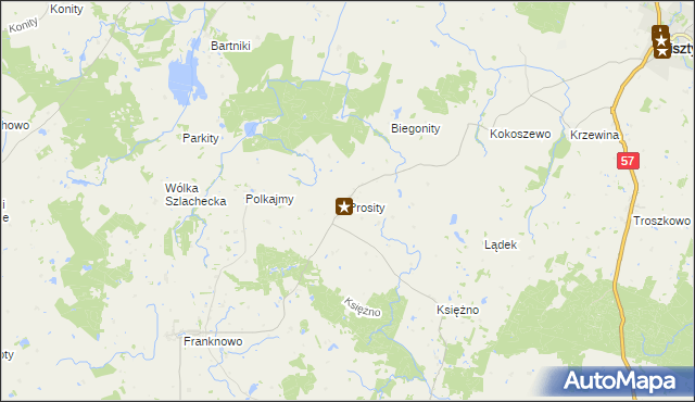mapa Prosity, Prosity na mapie Targeo