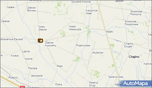 mapa Przemysłów gmina Chąśno, Przemysłów gmina Chąśno na mapie Targeo