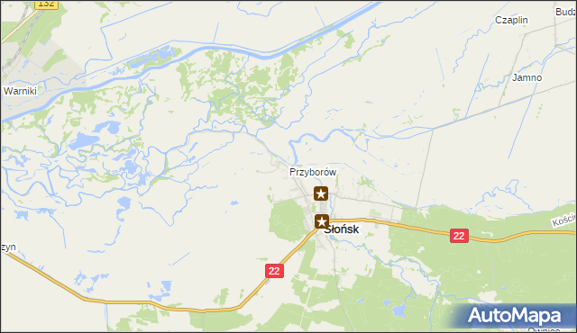 mapa Przyborów gmina Słońsk, Przyborów gmina Słońsk na mapie Targeo