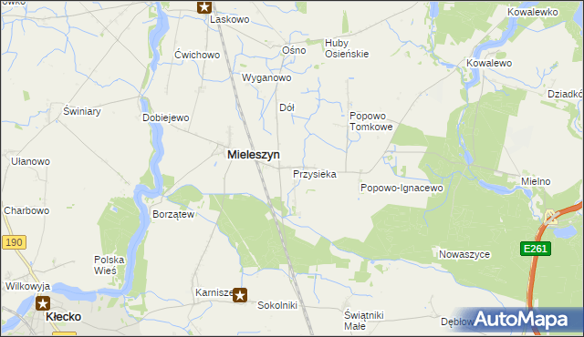 mapa Przysieka gmina Mieleszyn, Przysieka gmina Mieleszyn na mapie Targeo