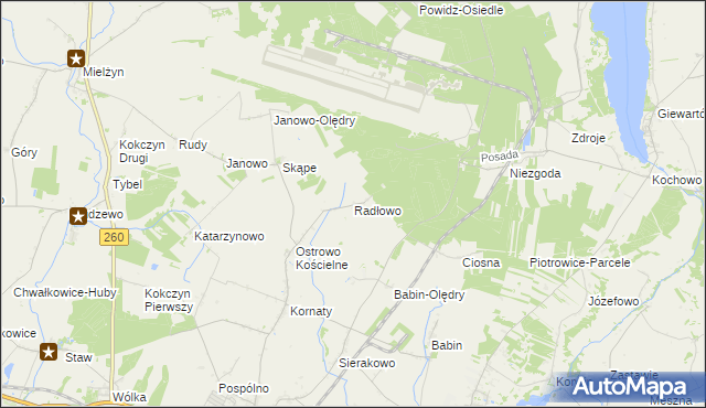 mapa Radłowo gmina Strzałkowo, Radłowo gmina Strzałkowo na mapie Targeo