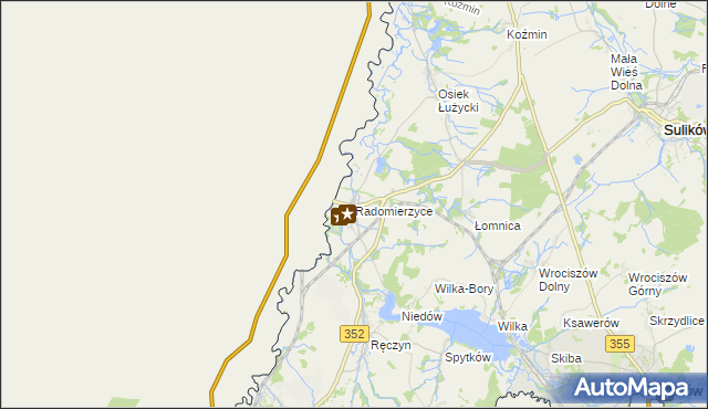 mapa Radomierzyce gmina Zgorzelec, Radomierzyce gmina Zgorzelec na mapie Targeo