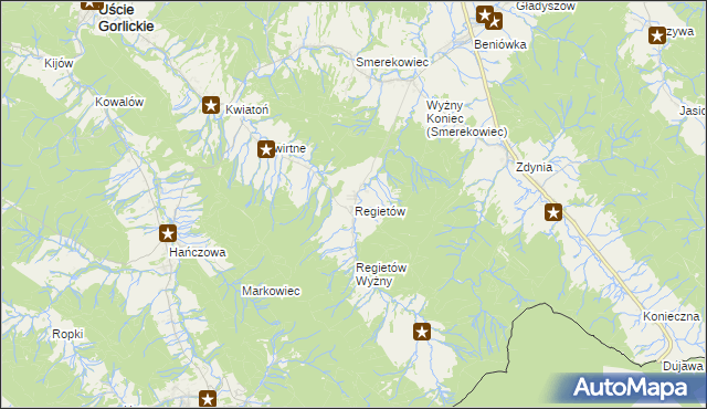 mapa Regietów, Regietów na mapie Targeo