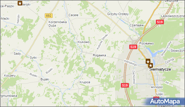 mapa Rogawka, Rogawka na mapie Targeo