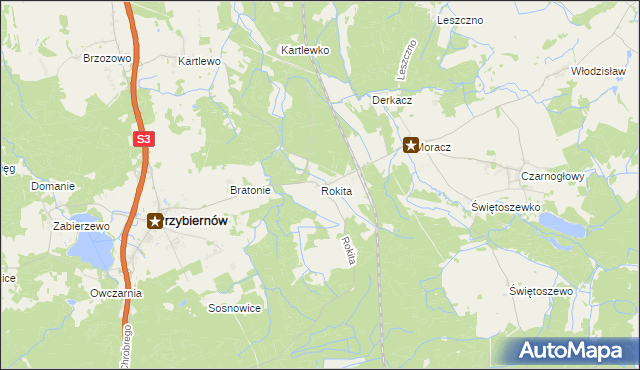 mapa Rokita gmina Przybiernów, Rokita gmina Przybiernów na mapie Targeo