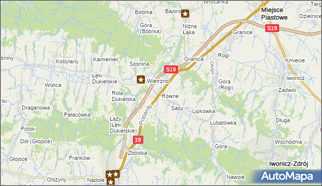 mapa Równe gmina Dukla, Równe gmina Dukla na mapie Targeo