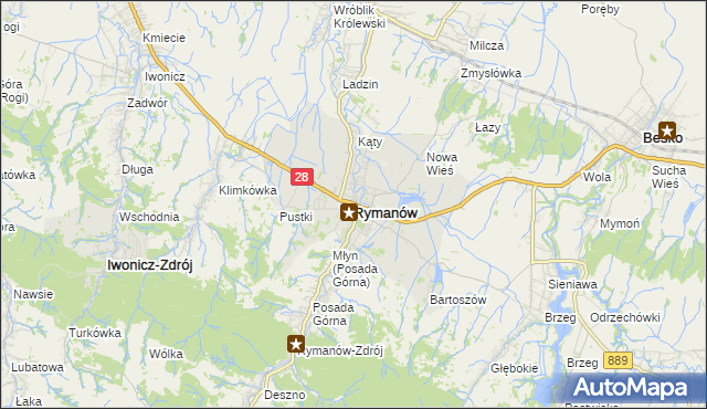 mapa Rymanów, Rymanów na mapie Targeo