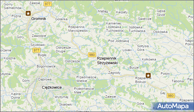 mapa Rzepiennik Strzyżewski, Rzepiennik Strzyżewski na mapie Targeo