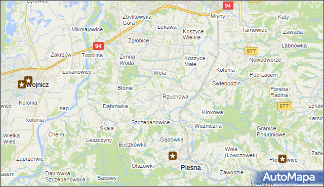 mapa Rzuchowa, Rzuchowa na mapie Targeo