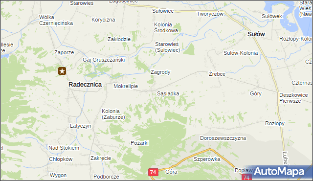mapa Sąsiadka, Sąsiadka na mapie Targeo