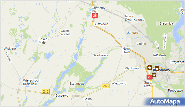 mapa Skarbiewo, Skarbiewo na mapie Targeo