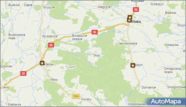 mapa Słup gmina Wińsko, Słup gmina Wińsko na mapie Targeo
