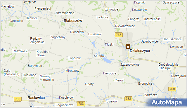mapa Słupów, Słupów na mapie Targeo