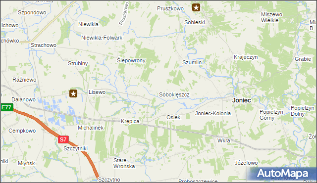 mapa Soboklęszcz gmina Joniec, Soboklęszcz gmina Joniec na mapie Targeo