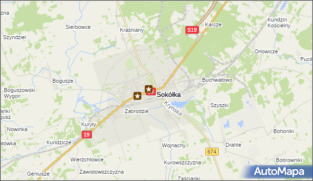 mapa Sokółka, Sokółka na mapie Targeo