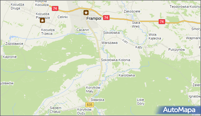 mapa Sokołówka-Kolonia, Sokołówka-Kolonia na mapie Targeo